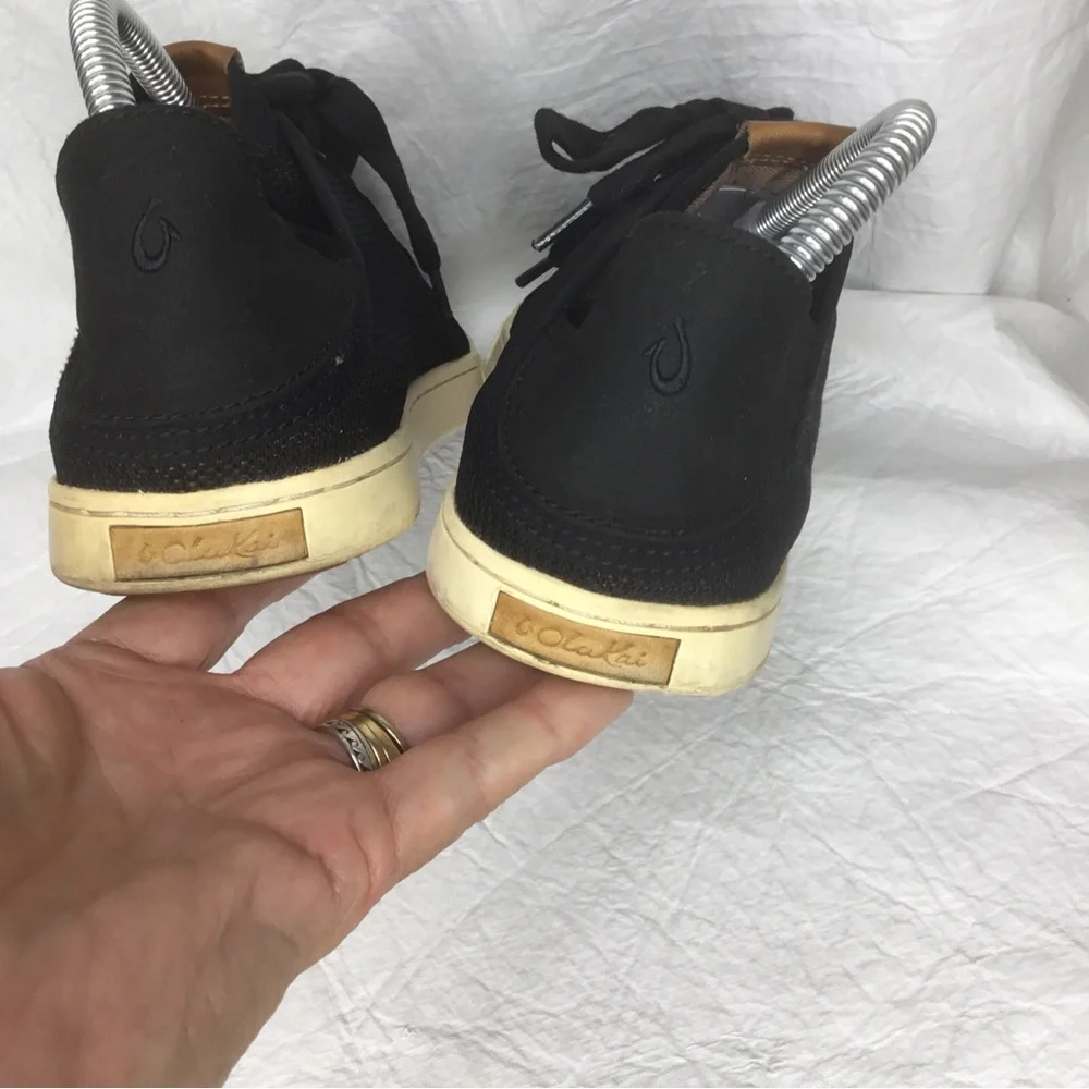 OluKai Pehuea Li Black Mesh Convertible Sneakers W 9.5 Casual Shoes Drop Back